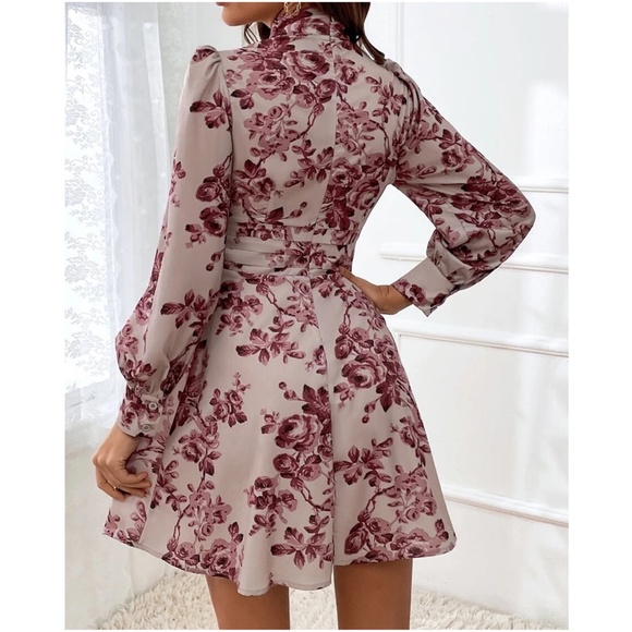 COPY - Boho Floral Print Cut out Puff Sleeve Dress - Picture 3 of 8
